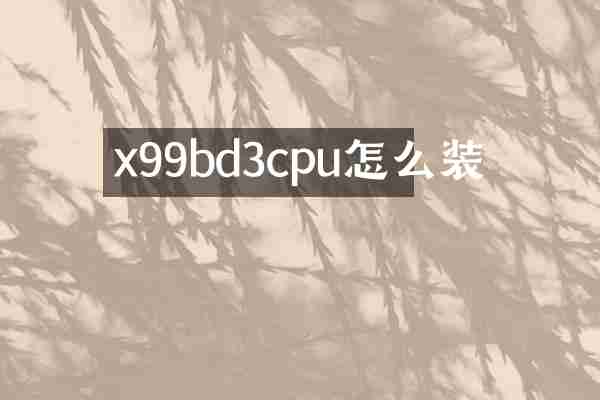 x99bd3cpu怎么装