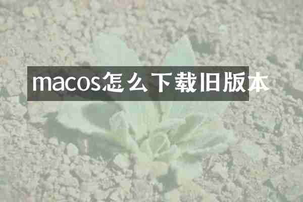 macos怎么下载旧版本