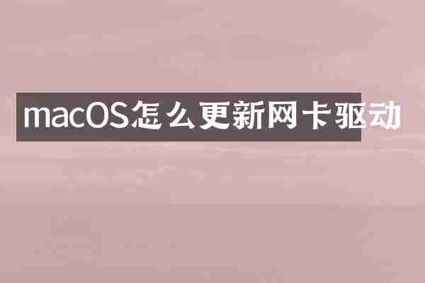 macOS怎么更新网卡驱动