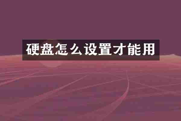 硬盘怎么设置才能用