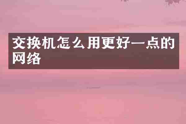 交换机怎么用更好一点的网络