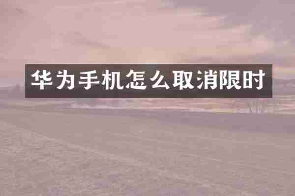 华为手机怎么取消限时