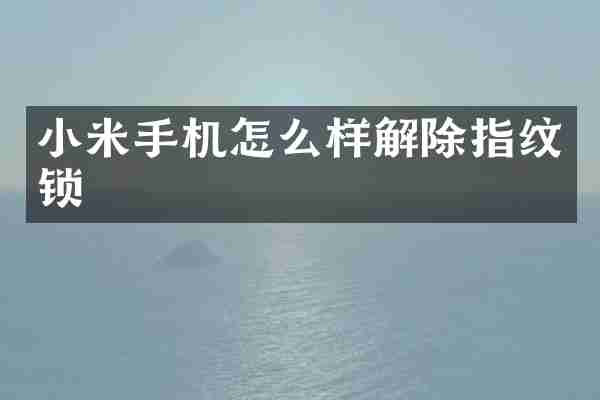 小米手机怎么样解除指纹锁