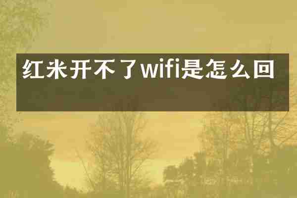 红米开不了wifi是怎么回事