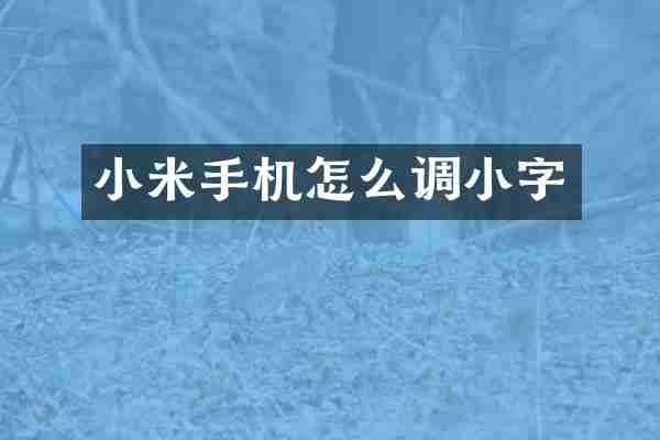 小米手机怎么调小字