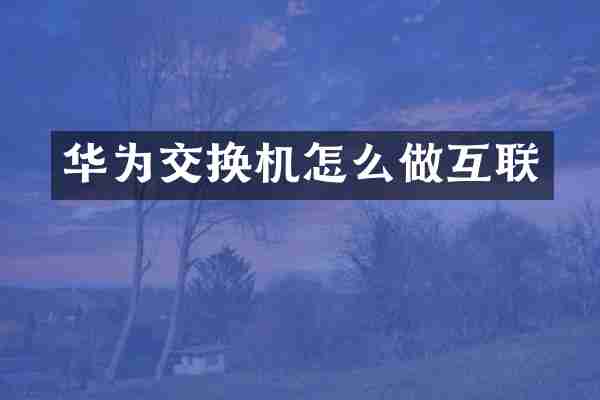 华为交换机怎么做互联