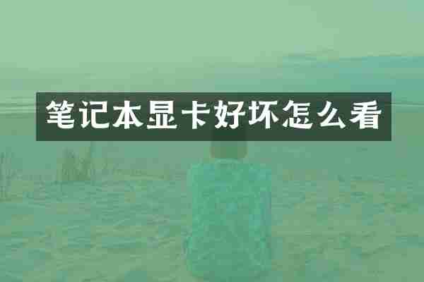 笔记本显卡好坏怎么看