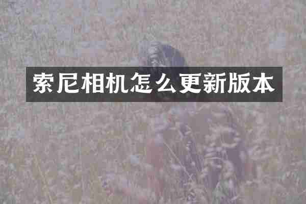 索尼相机怎么更新版本