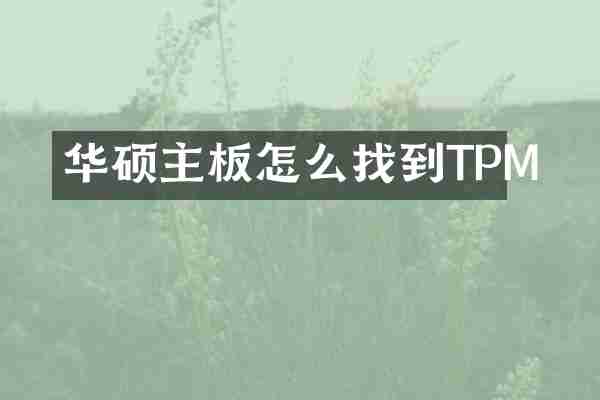 华硕主板怎么找到TPM