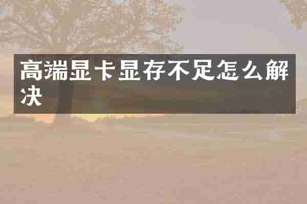 高端显卡显存不足怎么解决