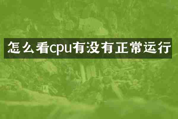 怎么看cpu有没有正常运行