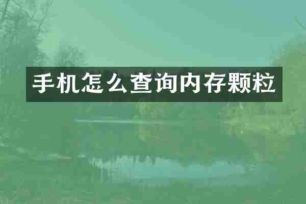 手机怎么查询内存颗粒