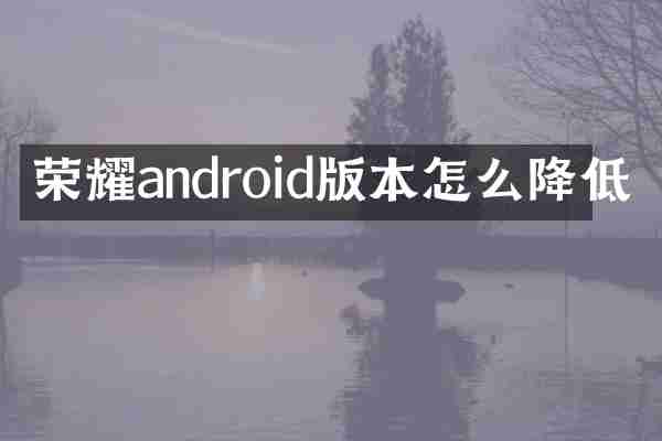 荣耀android版本怎么降低
