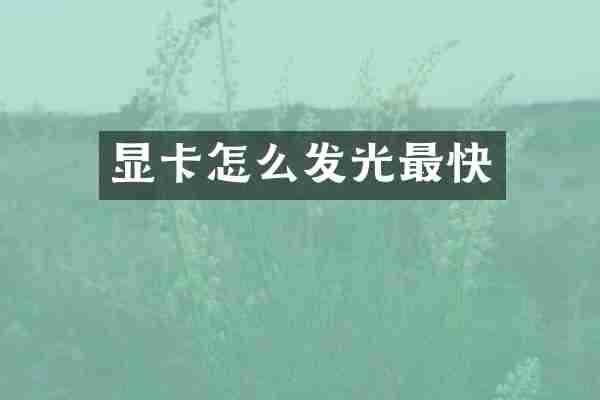 显卡怎么发光最快