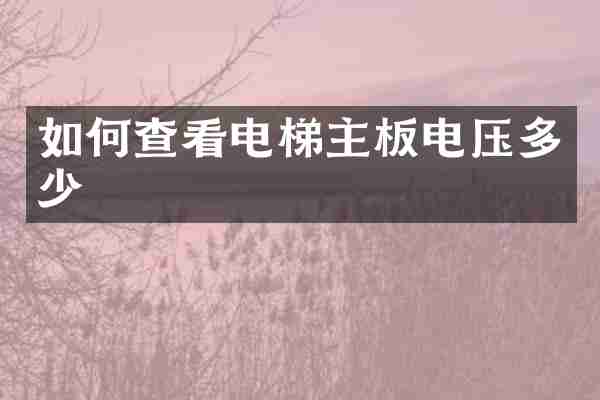 如何查看电梯主板电压多少