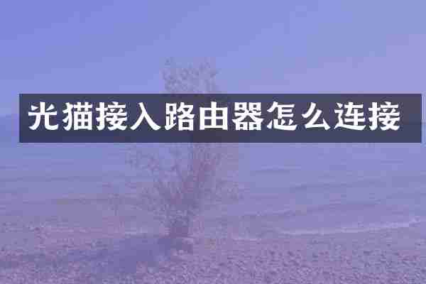光猫接入路由器怎么连接