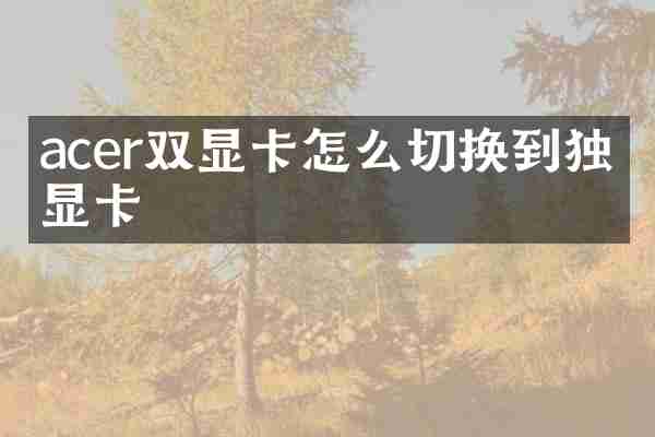 acer双显卡怎么切换到独立显卡