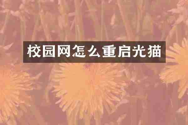 校园网怎么重启光猫