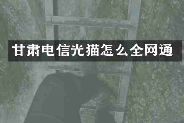 甘肃电信光猫怎么全网通