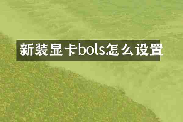 新装显卡bols怎么设置