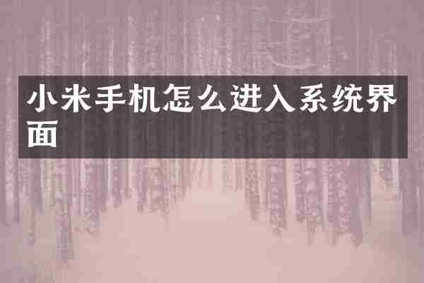 小米手机怎么进入系统界面