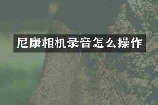 尼康相机录音怎么操作