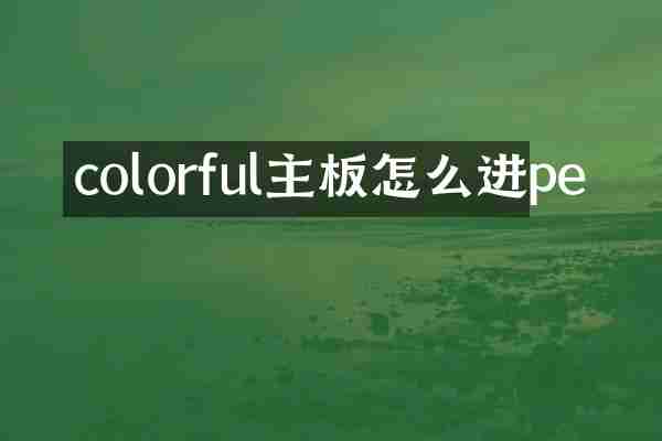 colorful主板怎么进pe