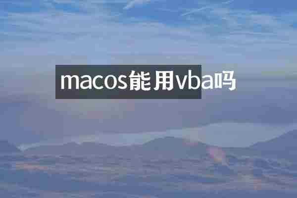 macos能用vba吗