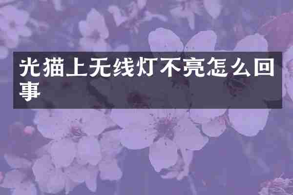光猫上无线灯不亮怎么回事