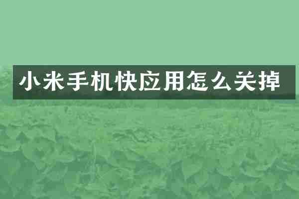 小米手机快应用怎么关掉