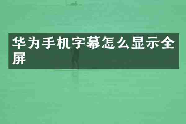 华为手机字幕怎么显示全屏