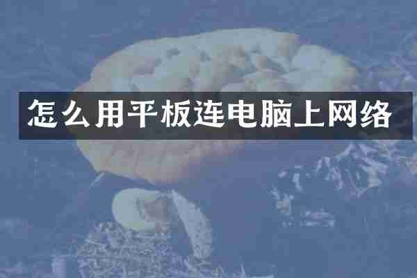 怎么用平板连电脑上网络