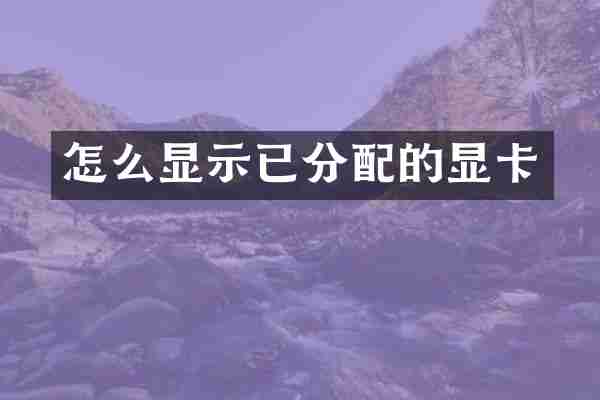 怎么显示已分配的显卡