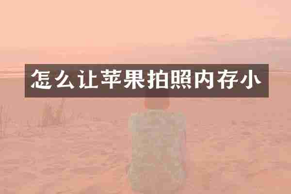 怎么让苹果拍照内存小