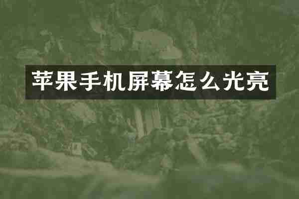 苹果手机屏幕怎么光亮