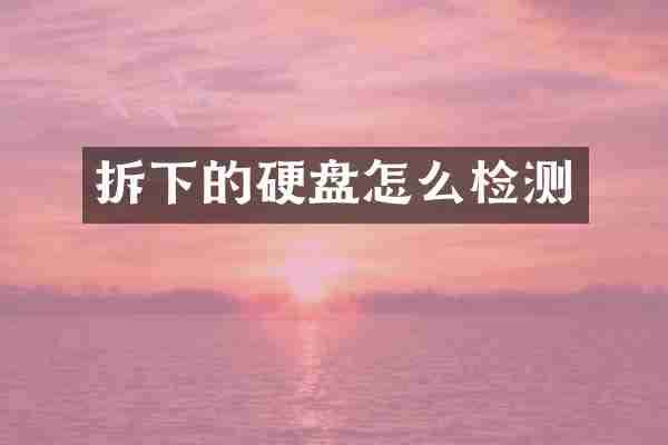 拆下的硬盘怎么检测