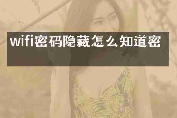 wifi密码隐藏怎么知道密码