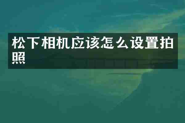 松下相机应该怎么设置拍照