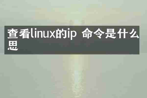 查看linux的ip 命令是什么意思