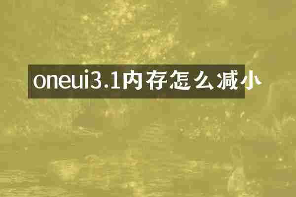 oneui3.1内存怎么减小