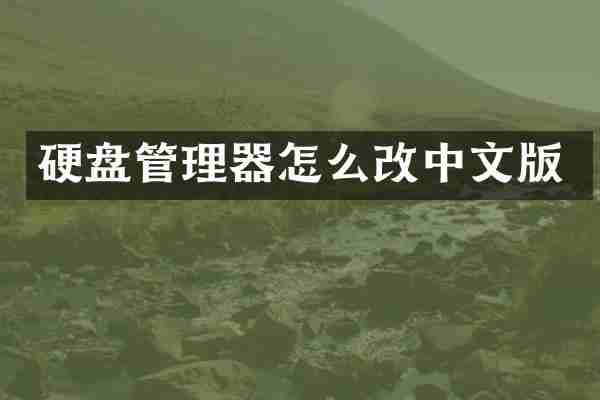 硬盘管理器怎么改中文版
