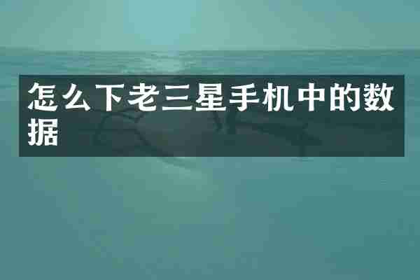 怎么下老三星手机中的数据