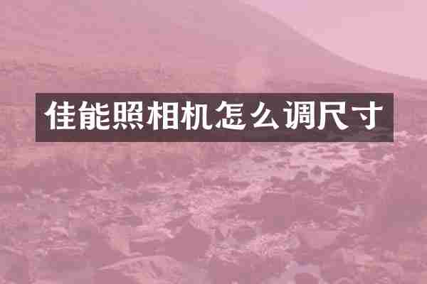 佳能照相机怎么调尺寸