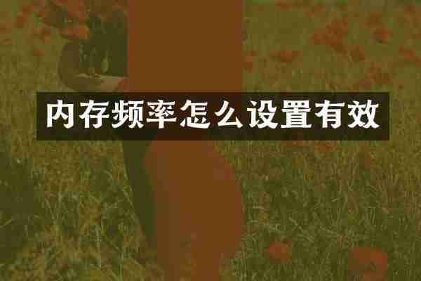 内存频率怎么设置有效