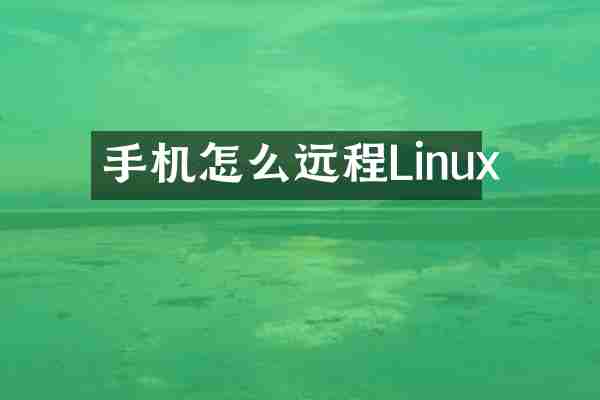 手机怎么远程Linux