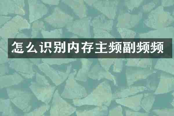 怎么识别内存主频副频频