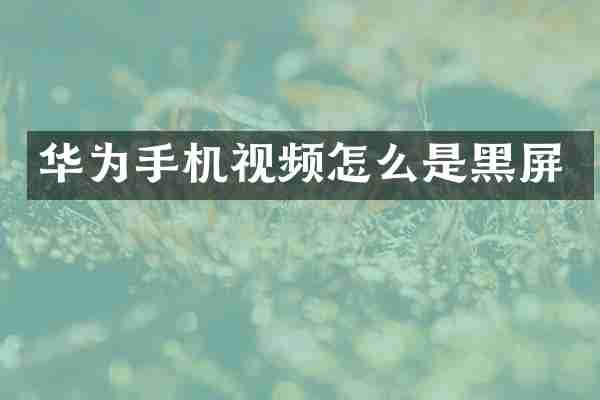 华为手机视频怎么是黑屏