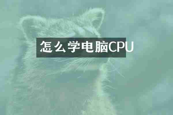 怎么学电脑CPU