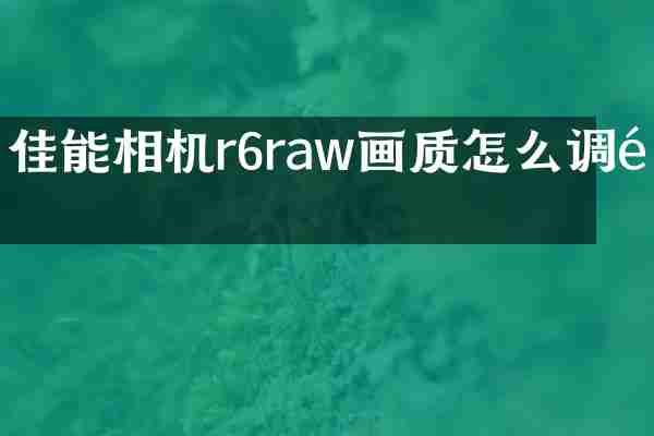 佳能相机r6raw画质怎么调高