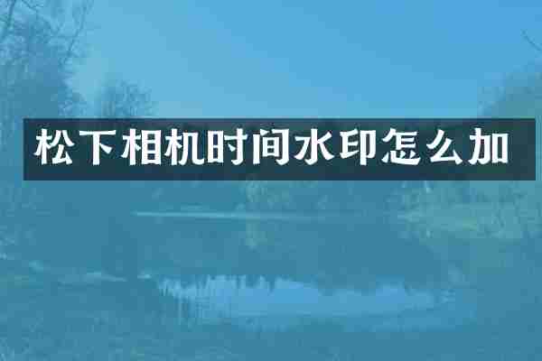 松下相机时间水印怎么加